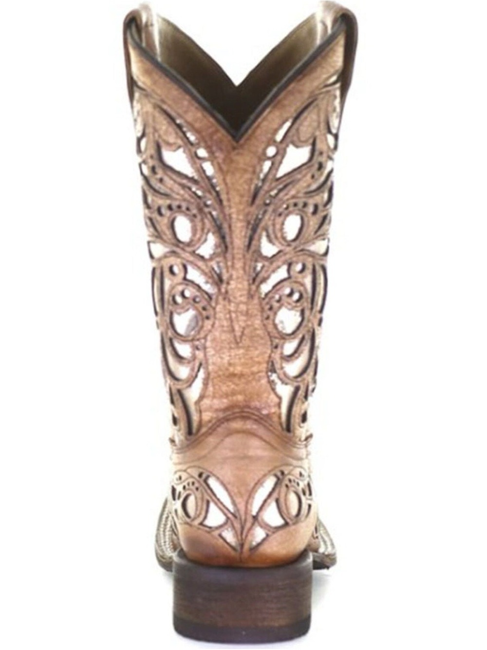 Coral Handcrafted Tan Leather Western Boots with Intricate Overlay Youth/Kids 3T - Picture 7 of 11